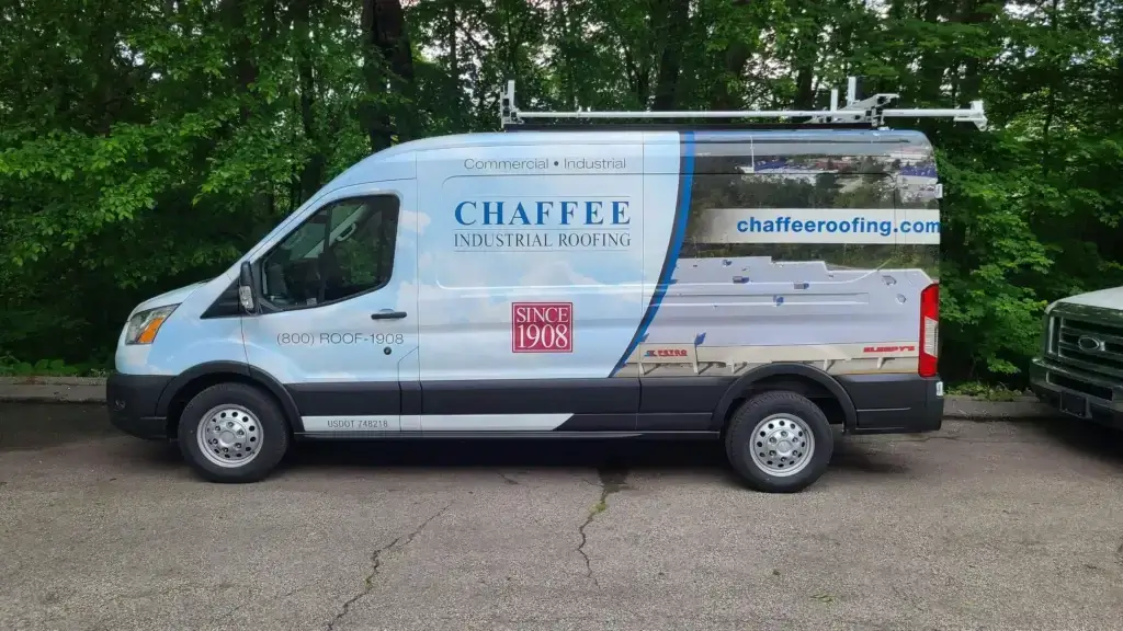 Chaffee Commercial & Industrial Roofer truck in New England.